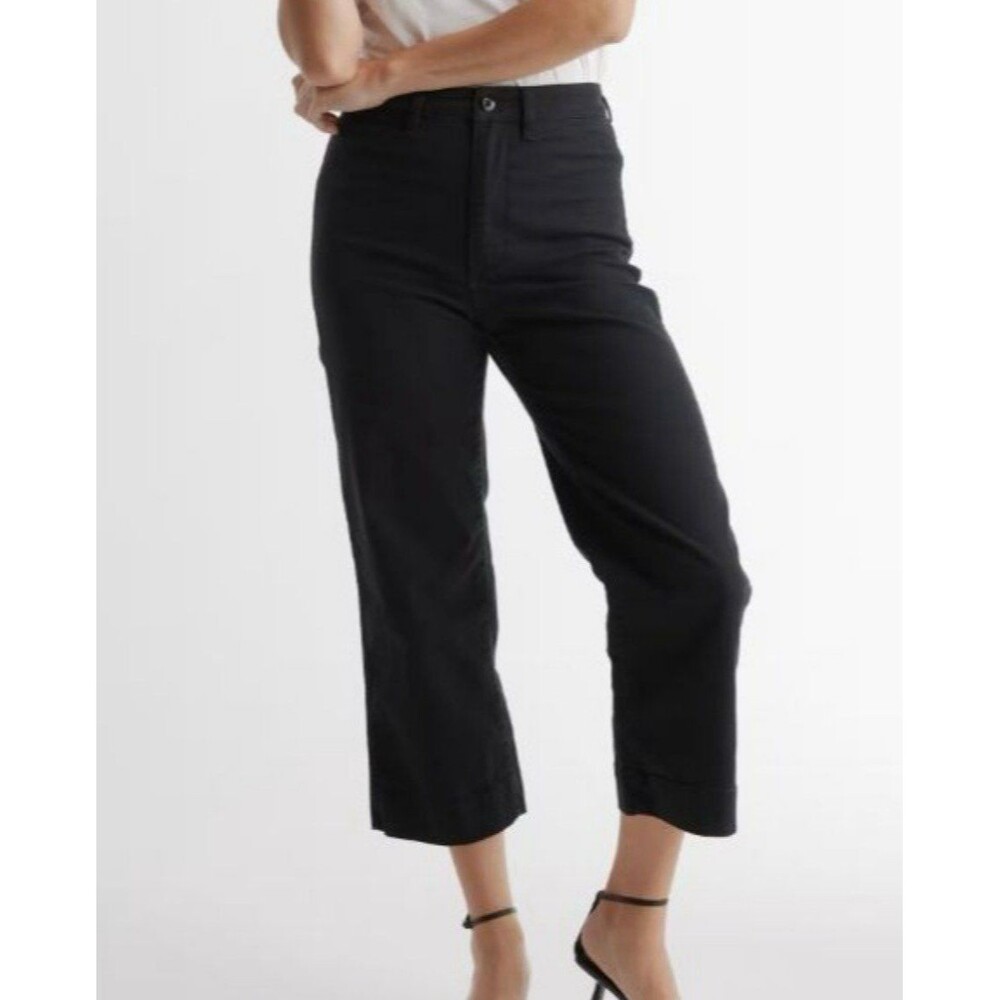 Organic Stretch Cotton Twill Wide-Leg Crop Pant - Picture 1 of 7